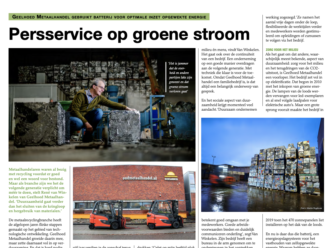 Artikel Schroot over persen op groene stroom